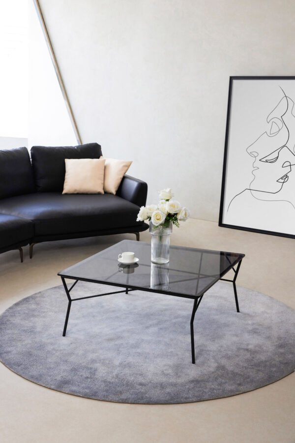 WHLX50806 Square Metal Frame Glass Coffee Table C289