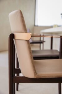 Metal Backrest Wood Leather Fabric Dining Chair B938
