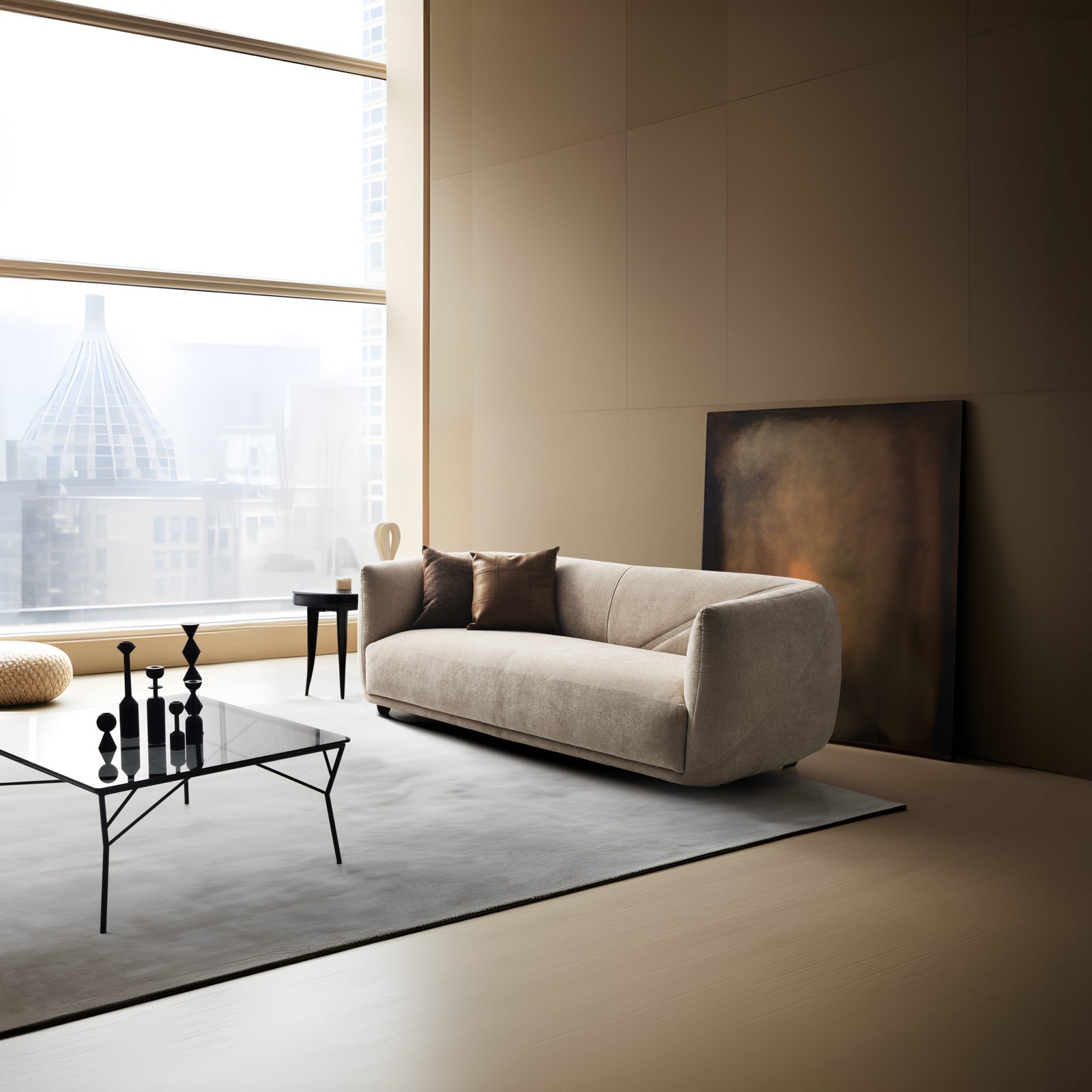Curved Fabric Mochi Sofa JHB197