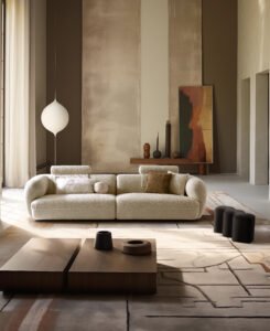 Plush White Boucle Nordic 3-Seater Sofa