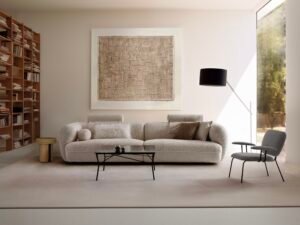 Plush White Boucle Nordic 3-Seater Sofa