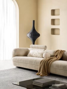 Plush White Boucle Nordic 3-Seater Sofa