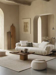 Modern Curved Teddy Fabric Sofa JHB210