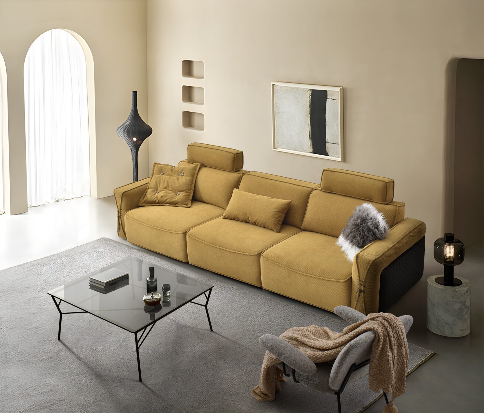 Lying Flat Sectional Sleep Reclining Electric Sofa Bed JHB195