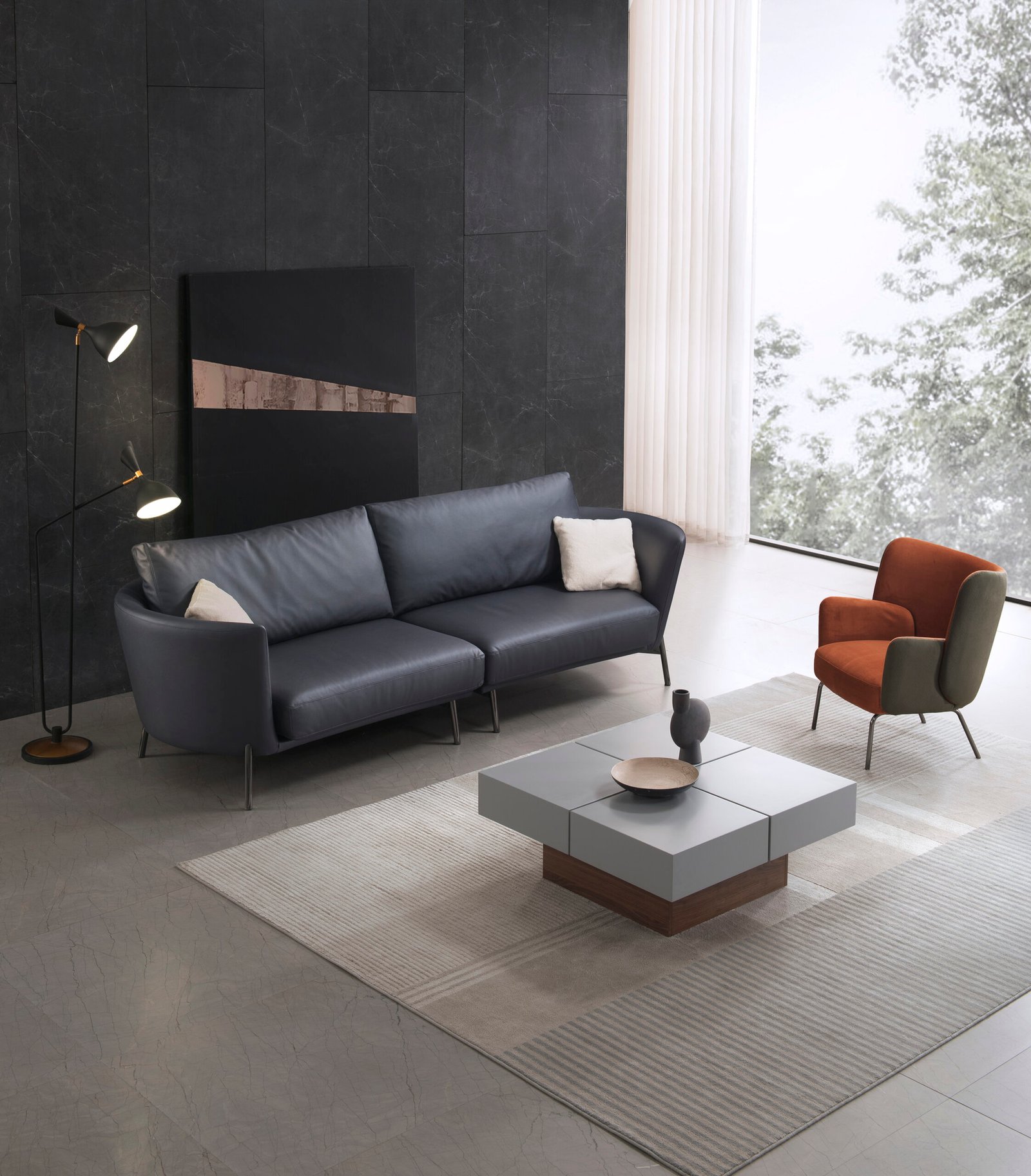 Modern Upholstered Leather Corner Sofa JHB169