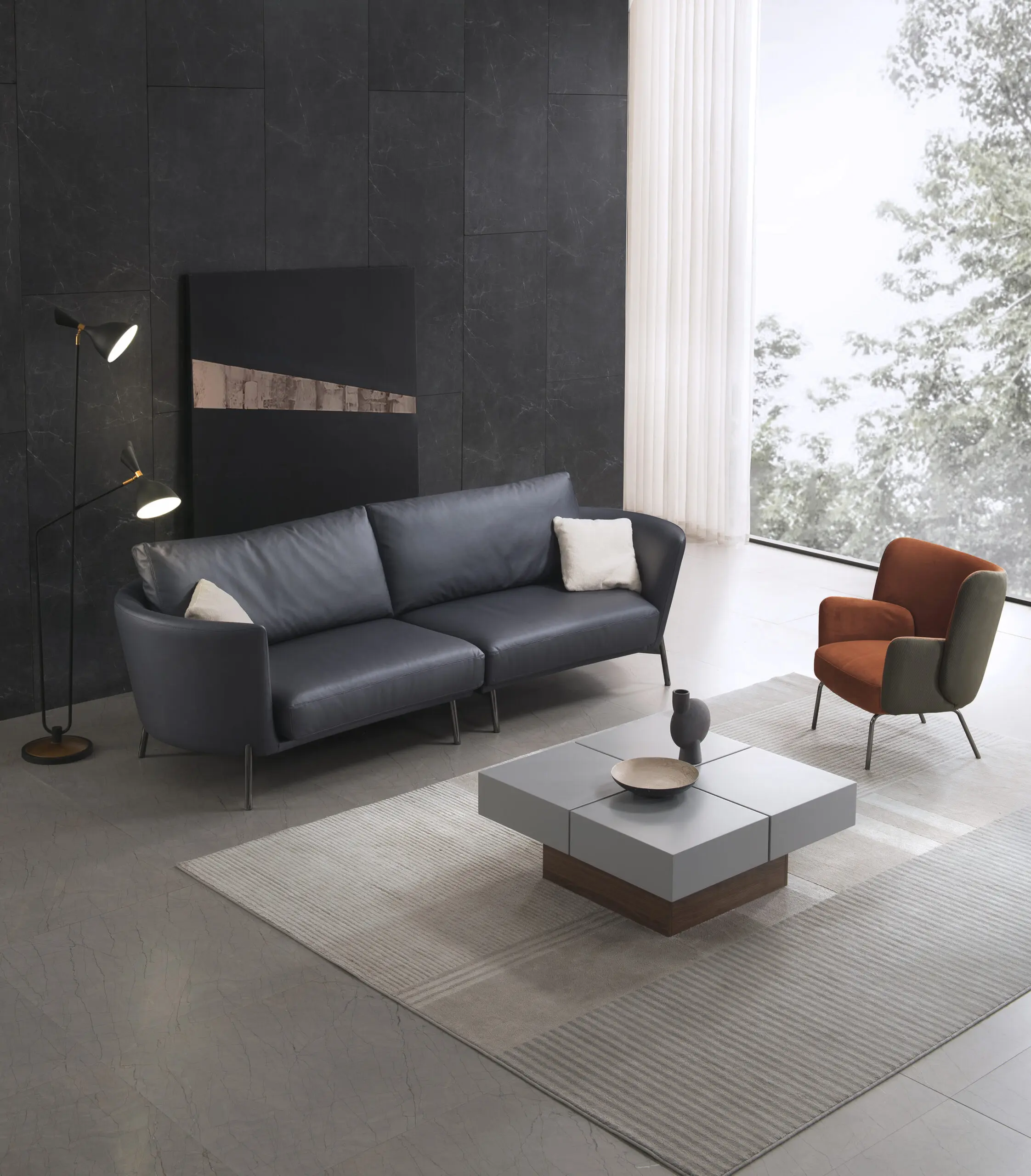 Modern Upholstered Leather Corner Sofa JHB169