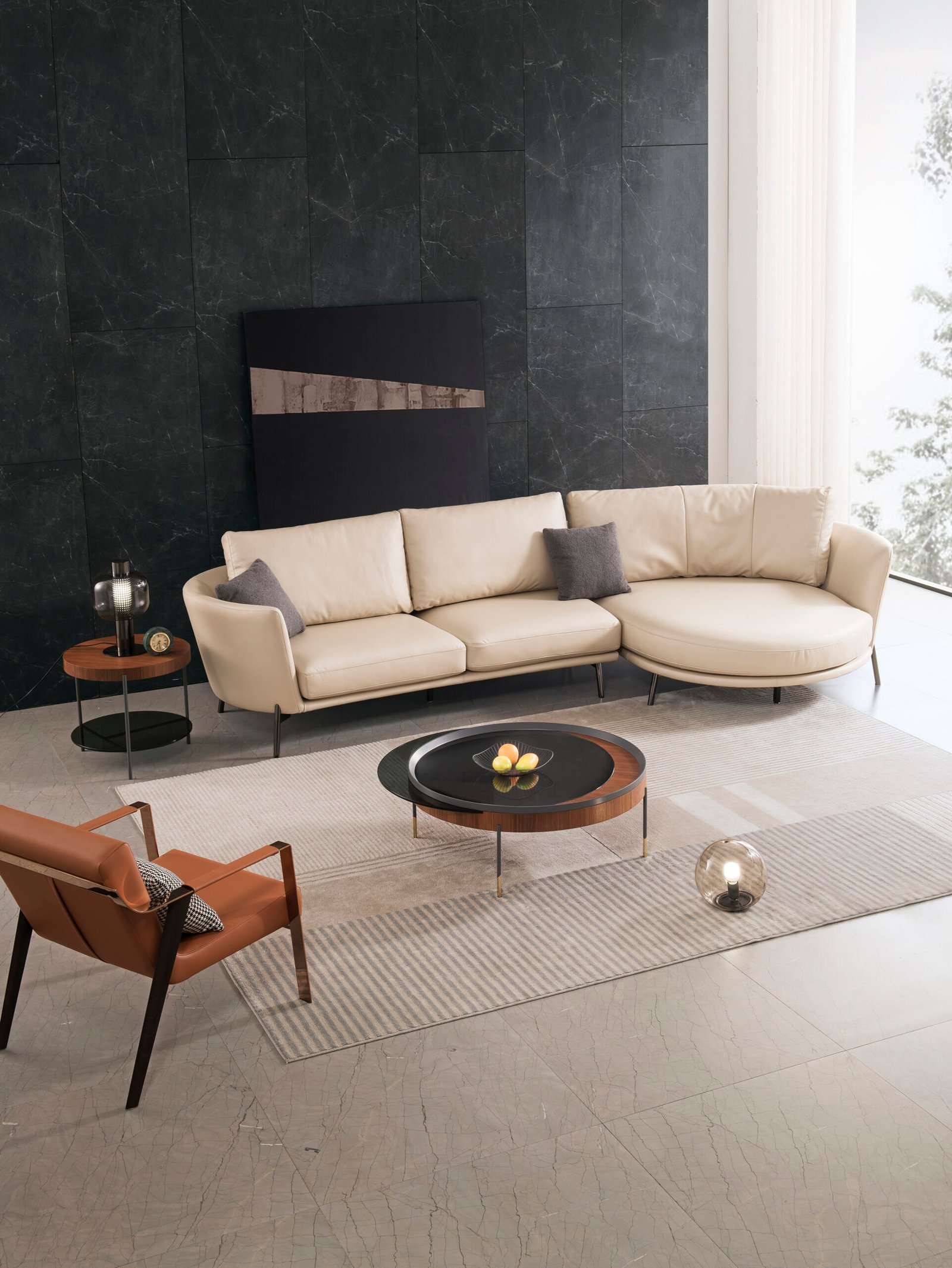 Modern Upholstered Leather Corner Sofa JHB169