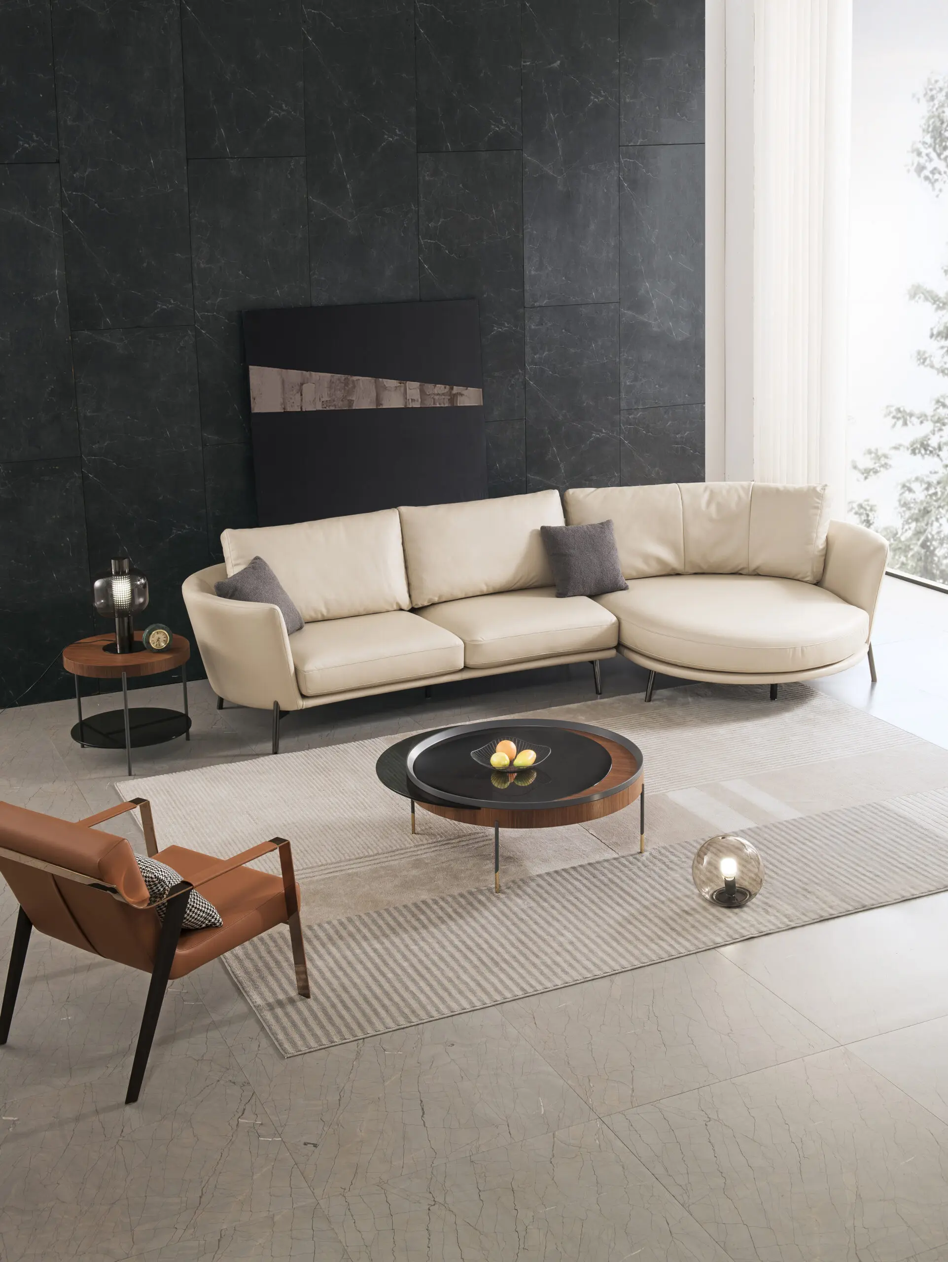 Modern Upholstered Leather Corner Sofa JHB169
