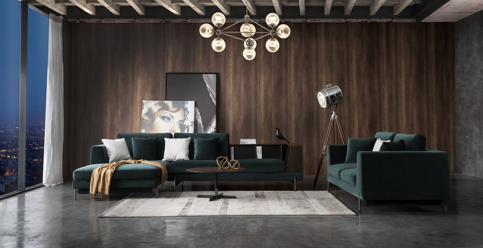 Modern Storage Function Velvet Sofa JHB113