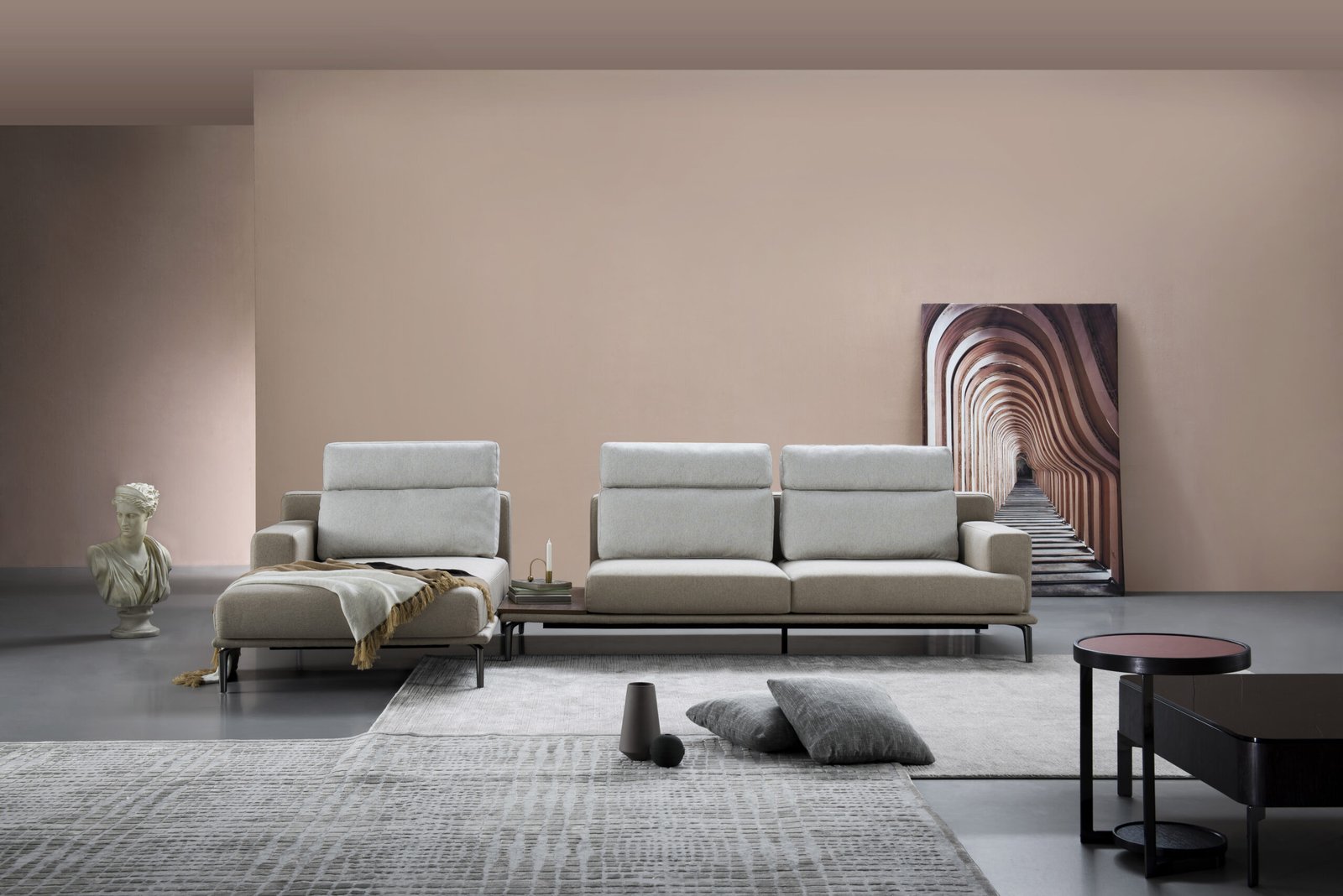 L Shape Chaise Fabric Sectional Sofa JHB136