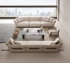 Upholstered Fabric Leather Feather Section Couch JHB211