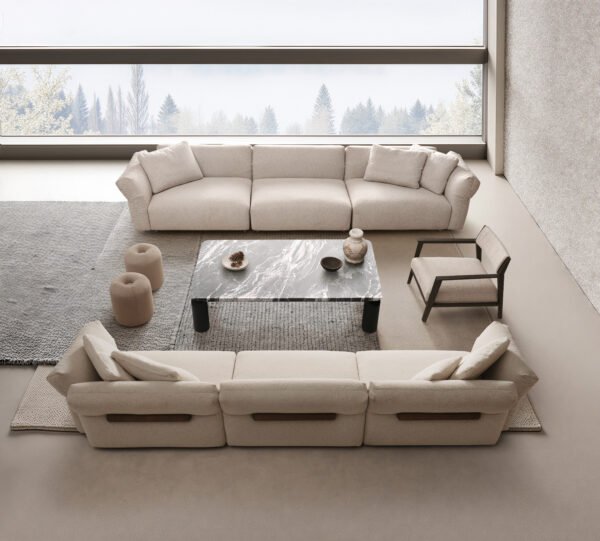 图片 1 拷贝 2 Upholstered Fabric Leather Feather Section Couch JHB211
