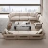 Upholstered Fabric Leather Feather Section Couch JHB211