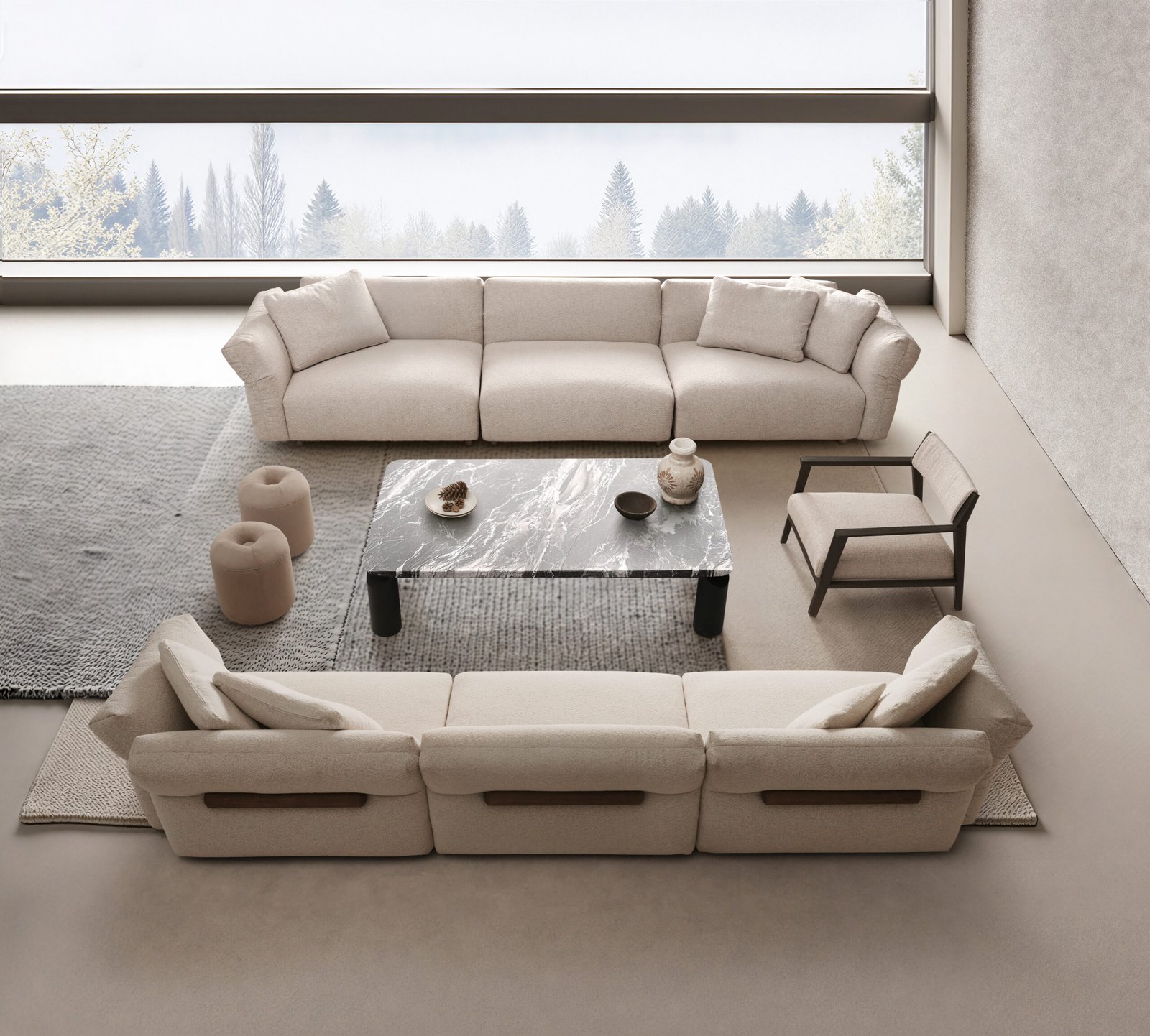 Upholstered Fabric Leather Feather Section Couch JHB211