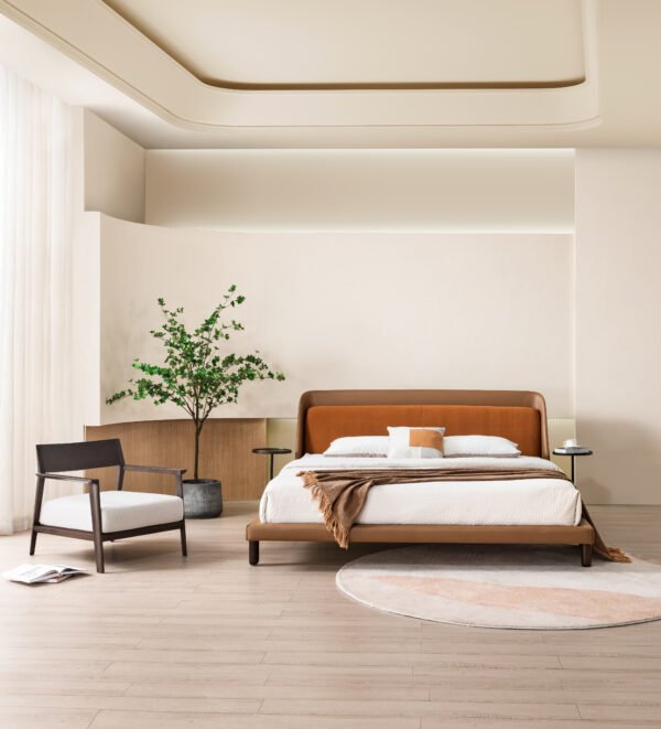 床HE6574+休闲椅B906 (1) Modern Nordic Luxury Double Bed HE6574