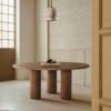 Natural Wood Round Dining Table for 6