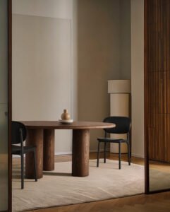 Natural Wood Round Dining Table for 6