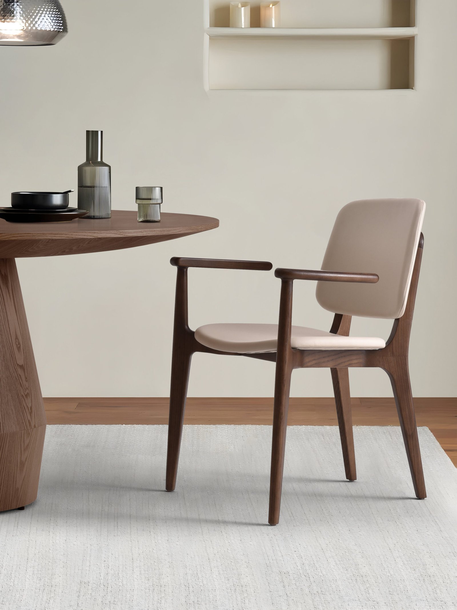 Wooden Dining Chair With Armrest B909