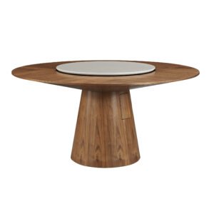 Round Dining Table With Center Round Rotating Glass A941