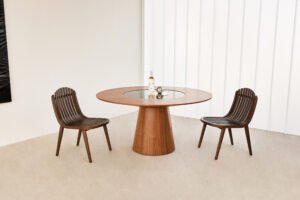 Round Dining Table With Center Round Rotating Glass A941