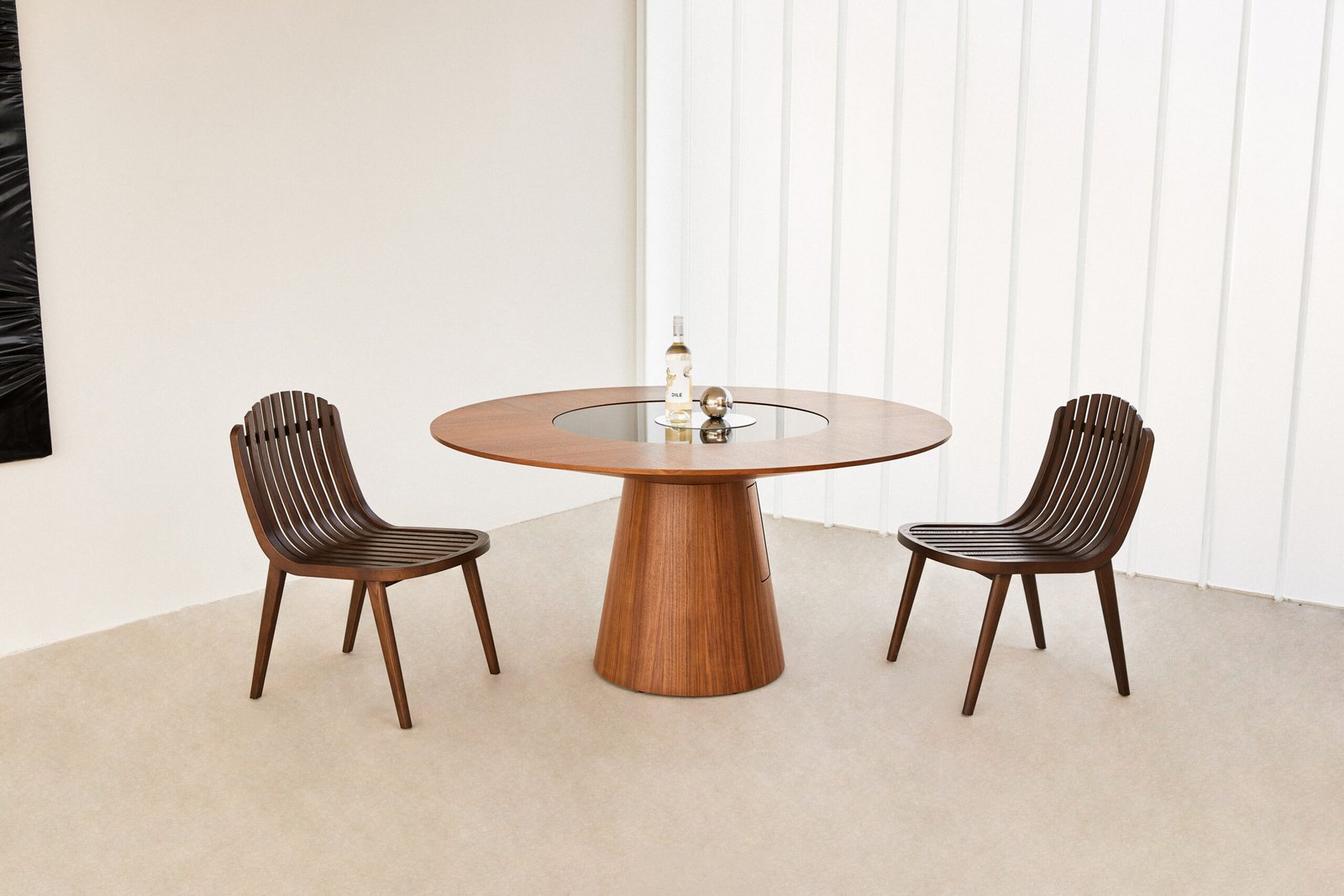 Round Dining Table With Center Round Rotating Glass A941