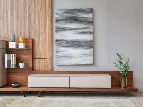 HE1256 (2) Modern Wood TV Cabinet With Drawer HE1256