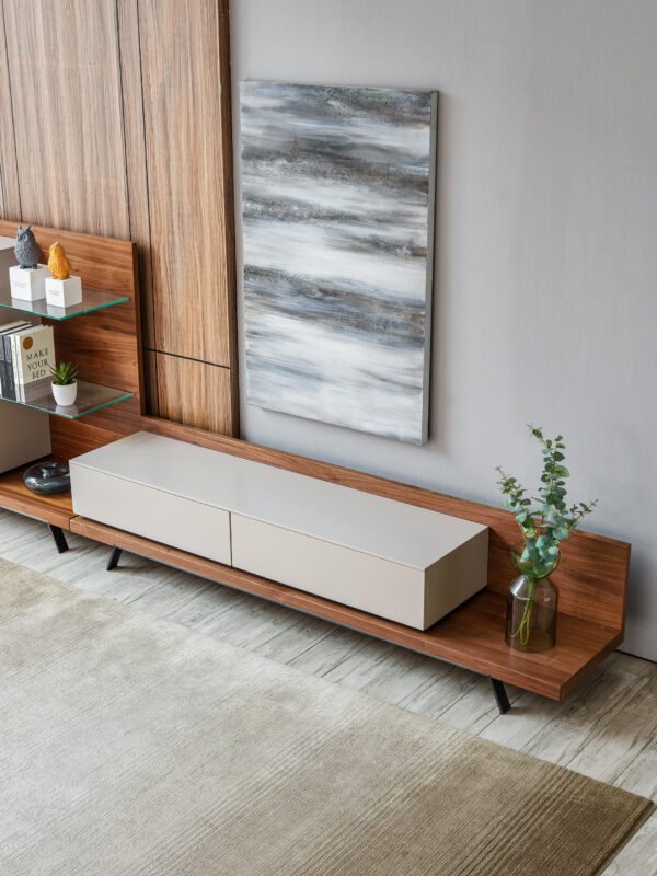 HE1256 (3) Modern Wood TV Cabinet With Drawer HE1256
