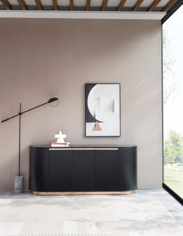 HE3704 (4) Modern Minimalist Black Wooden Sideboard HE3704