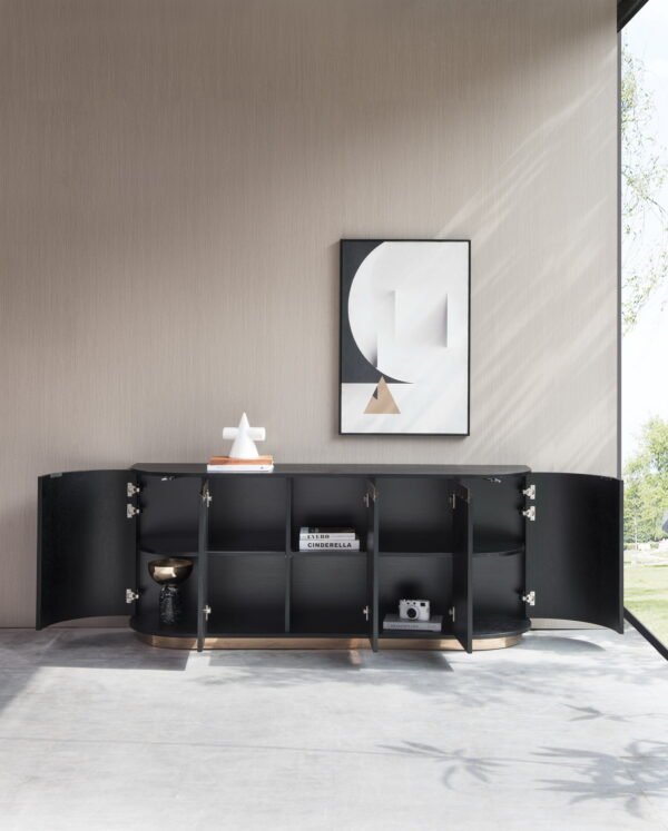 HE3704 场景图 (1) Modern Minimalist Black Wooden Sideboard HE3704