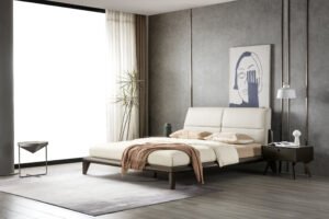 Nordic Luxury Solid Wood king Size Bed HE6551