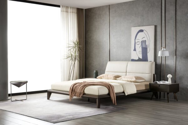 HE6551床HD高清图 Nordic Luxury Solid Wood king Size Bed HE6551