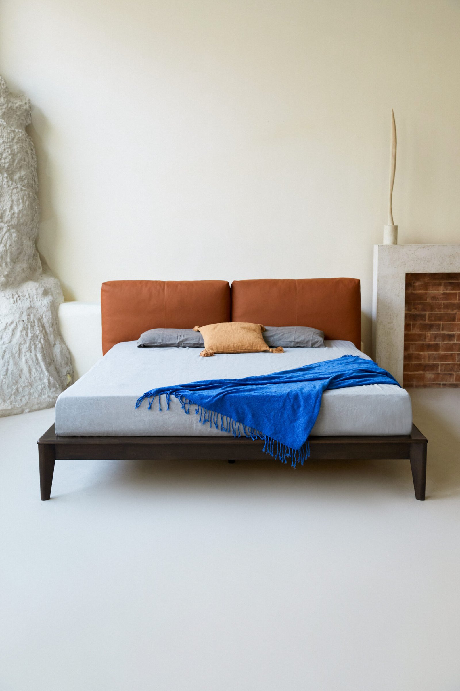 Solid Wood Frame Double Leather Bed HE6557