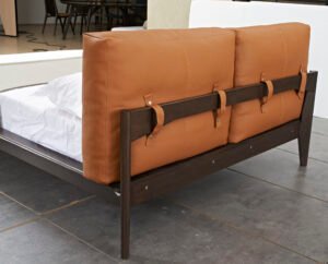 Solid Wood Frame Double Leather Bed HE6557