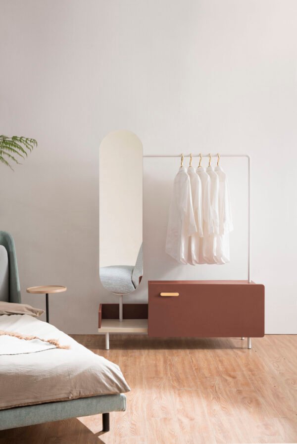 Img28244-2 Metal Hat Coat Rack Wardrobe With Dressing Mirrors HE5645