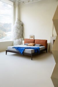 Solid Wood Frame Double Leather Bed HE6557